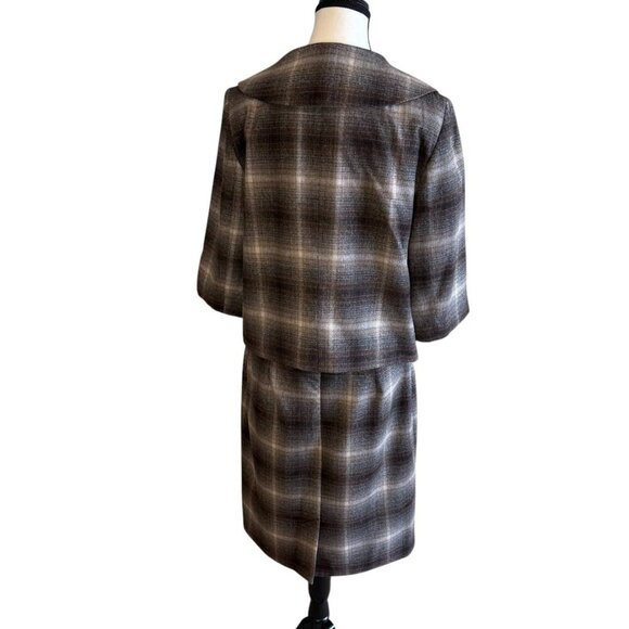 Laura Petite Skirt and Jacket - Brown and black plaid pencil skirt - Picture 2 of 14